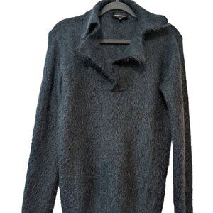 Emporio Armani Mohair Blend Knit Collared Pullover Sweater